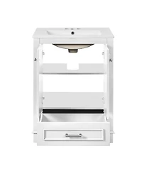 Casainc 24" Freestanding Vanity with Sink, Silver Handles, Soft-Closing Doors