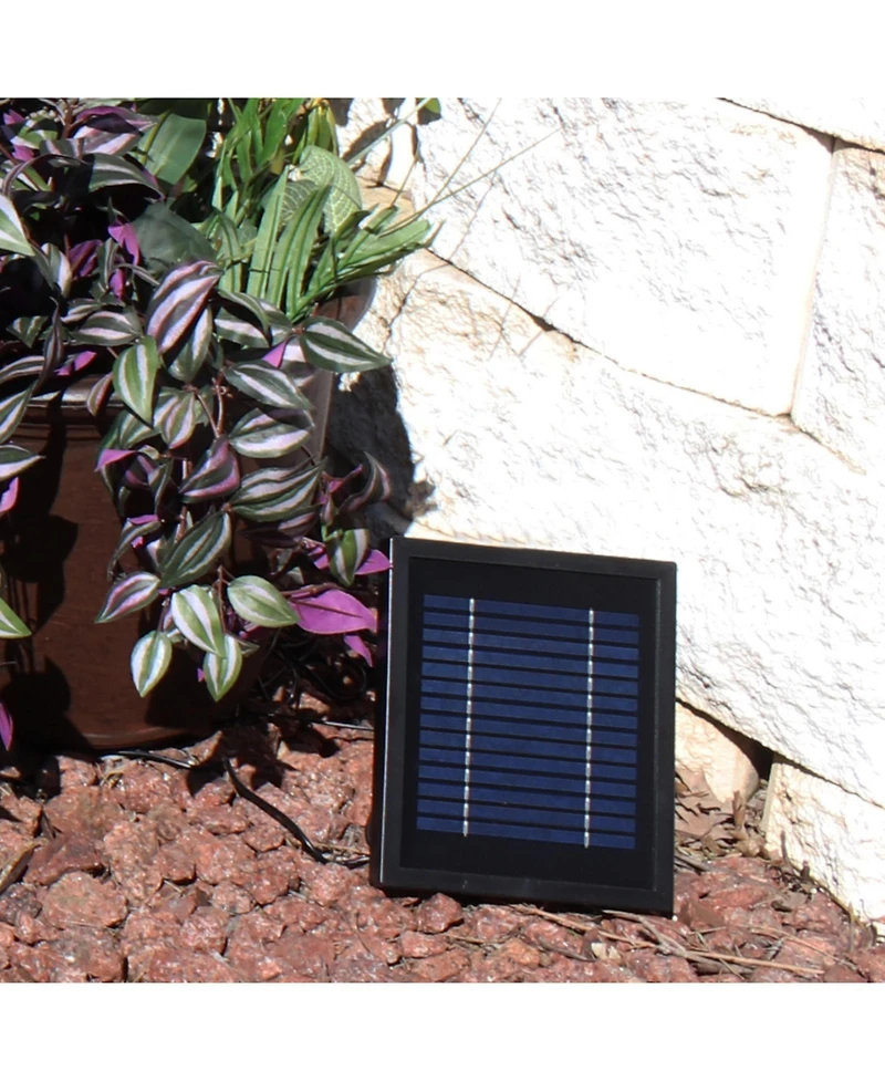 Outdoor Black Ball Solar Powered Water Fountain with Backup Battery and Led Light - 32" - Black