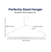 SereneLife 20 Pcs. Plastic Hangers - Non-Slip, Sturdy, and Heavy Duty Coat Set with 360° Swivel Hook for Clothes (White)