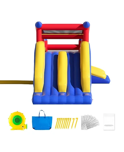 Slickblue Kids Inflatable Bounce House Outdoor Jumping Bouncer with Slide and Storage Bag