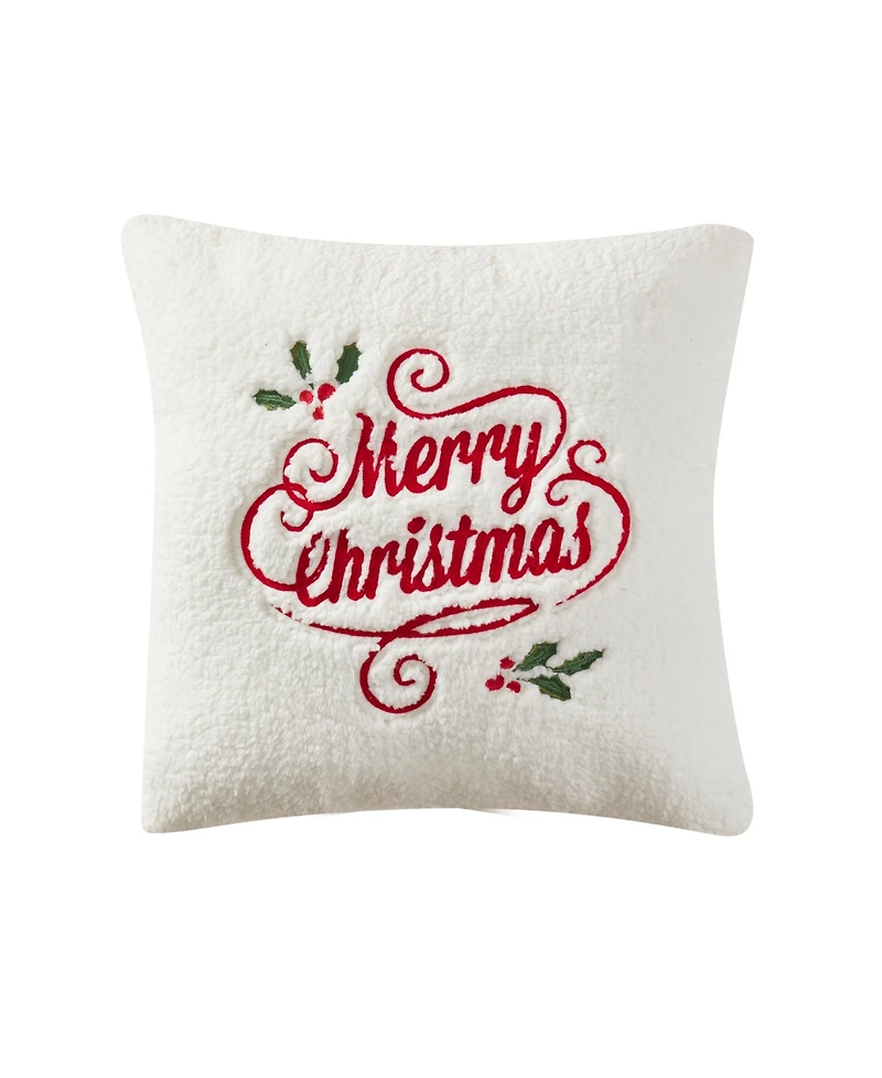 J Queen New York Merry Christmas Holly Pillow Square Decorative Pillow, 20" x 20"