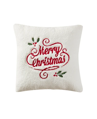 J Queen New York Merry Christmas Holly Pillow Square Decorative Pillow, 20" x 20"