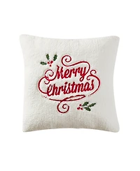J Queen New York Merry Christmas Holly Pillow Square Decorative Pillow, 20" x 20"