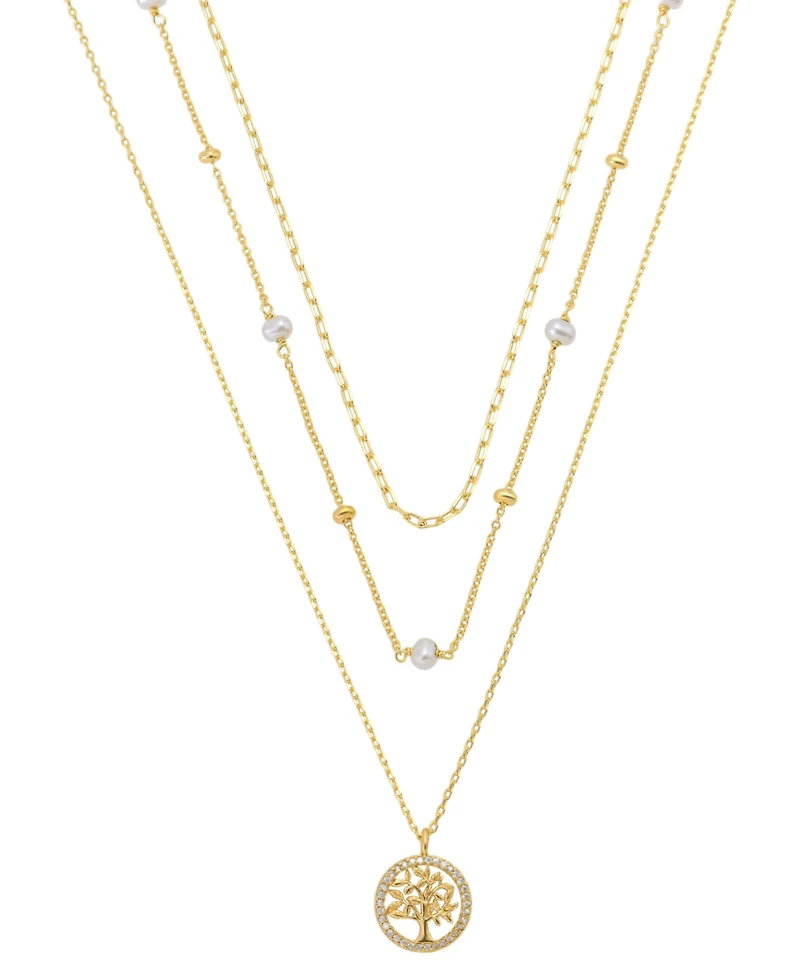 Unwritten Cubic Family Tree Pendant Layered Necklace Set