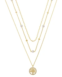 Unwritten Cubic Family Tree Pendant Layered Necklace Set