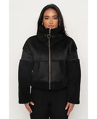 Jluxlabel Women's Suede And Sherpa Jacket