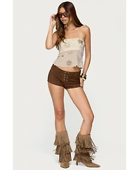 Edikted Women's Astra Beaded Sheer Strapless Top