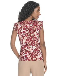 Tommy Hilfiger Women's Ruffled Floral Mixed-Media Top