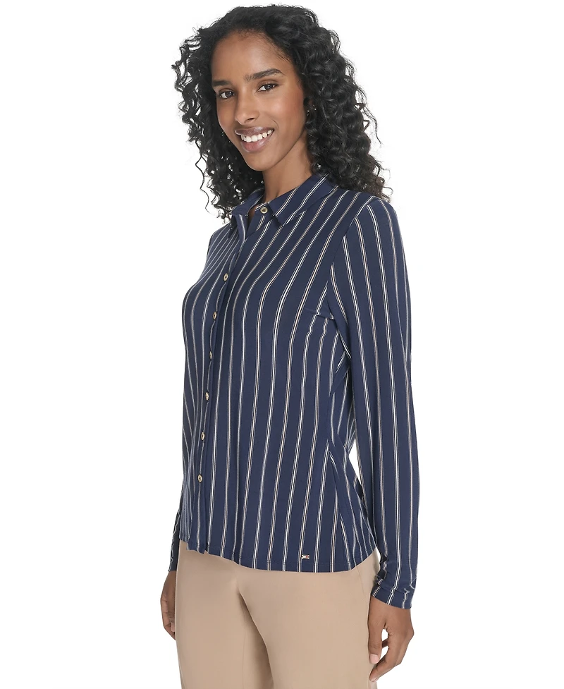 Tommy Hilfiger Women's Striped Knit Long-Sleeve Shirt