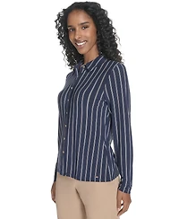 Tommy Hilfiger Women's Striped Knit Long-Sleeve Shirt