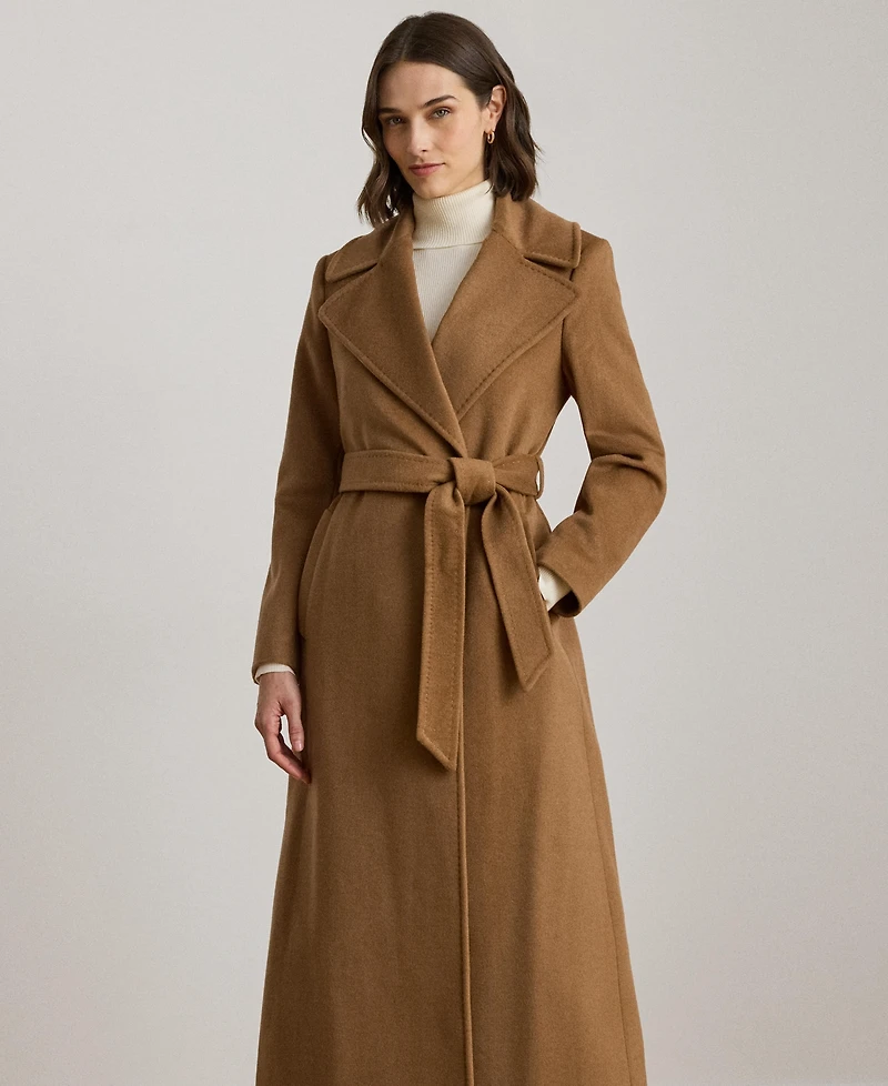Lauren Ralph Women's Stitch-Trim Notch-Collar Belted Coat