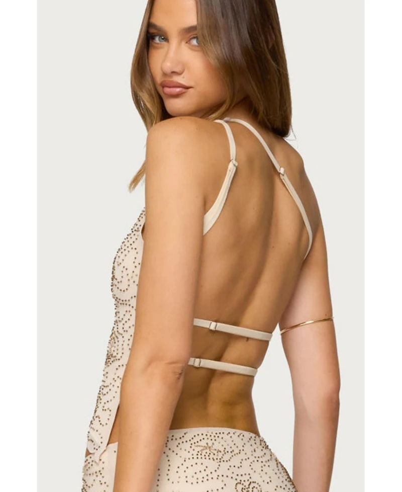 Edikted Women's Astrid Beaded Backless One Shoulder Top