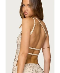 Edikted Women's Astrid Beaded Backless One Shoulder Top