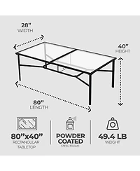 Four Seasons Courtyard Sunny Isles Tempered Glass Top Patio Dining Table, Black