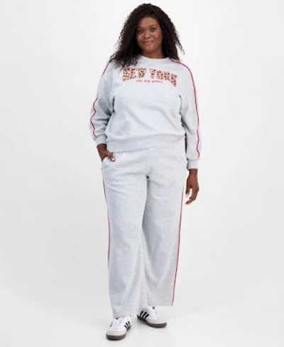 Rebellious One Trendy Plus Contrast Piped Fleece Sweatshirt Sweatpants