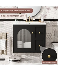 Casainc 24" Wall-Mounted Vanity with Sink, 2 Drawers and 1 Soft-Close Door