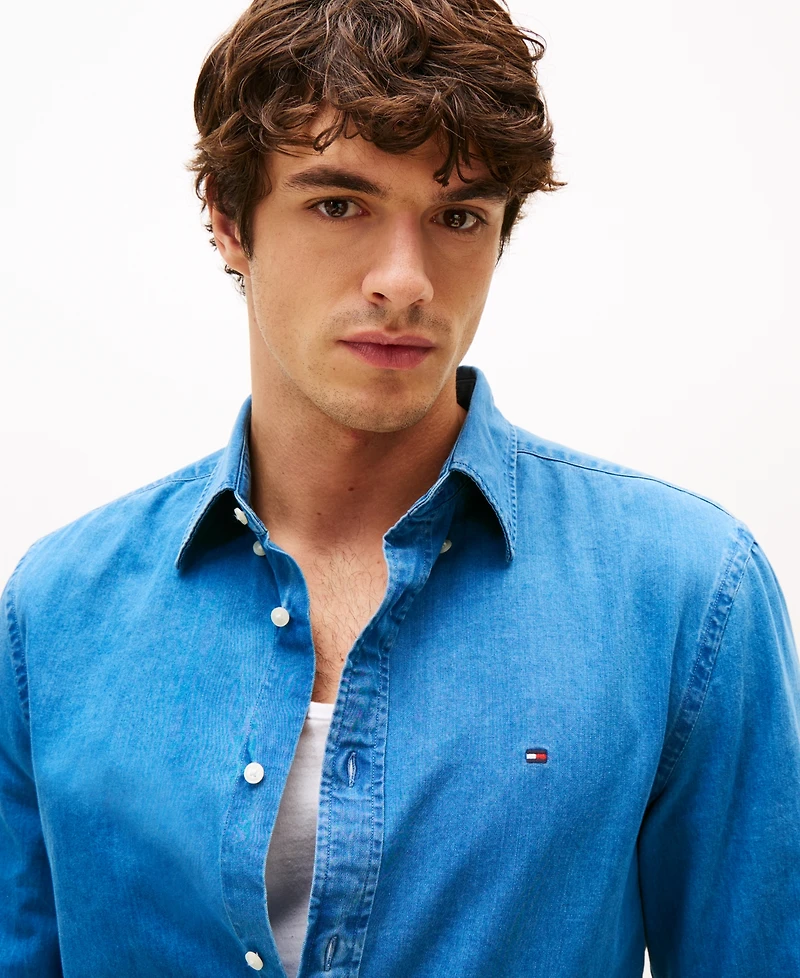 Tommy Hilfiger Men's Regular-Fit Cotton Chambray Shirt