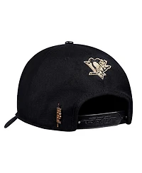 Pro Standard Men's Black Pittsburgh Penguins Metallic Logo Pinch Front Adjustable Hat