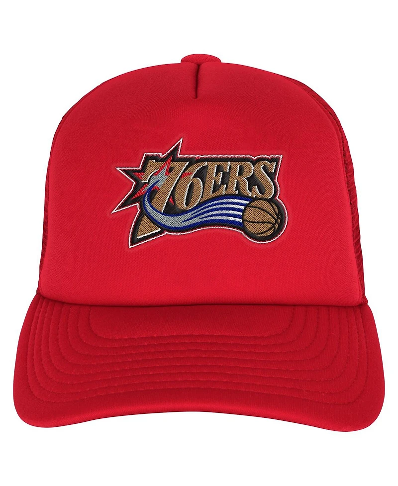 Mitchell & Ness Big Boy's and Girl's Red Philadelphia 76ers Core Evergreen Trucker Adjustable Hat