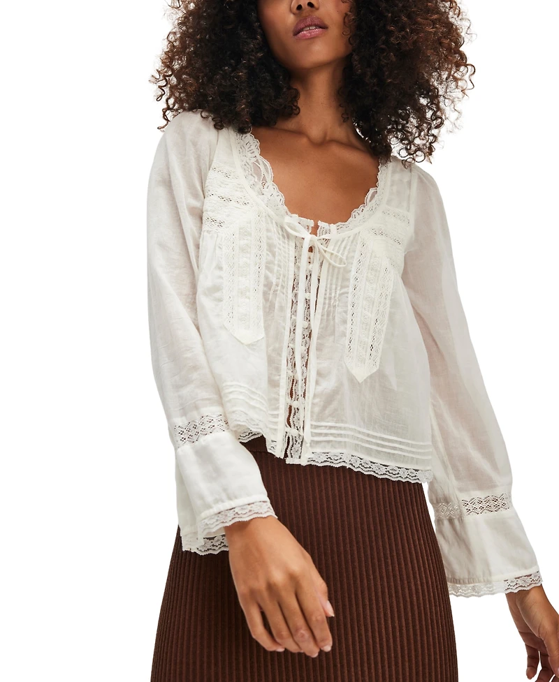 Free People Women's Embroidered Lace Shirt