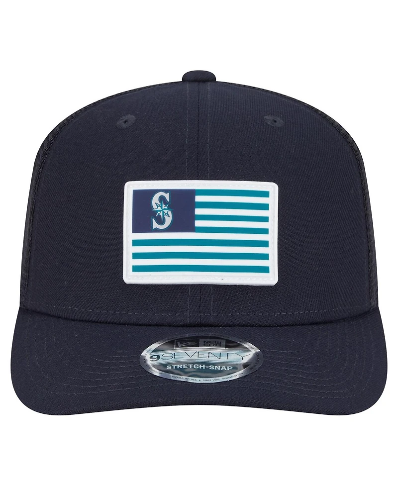 New Era Men's Navy Seattle Mariners Flag 9SEVENTY Stretch-Snap Hat