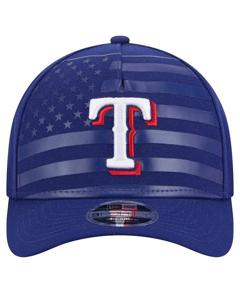 New Era Men's Royal Texas Rangers American Flag 9FORTY M-Crown A-Frame Adjustable Hat