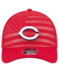 New Era Men's Red Cincinnati Reds American Flag 9FORTY M-Crown A-Frame Adjustable Hat