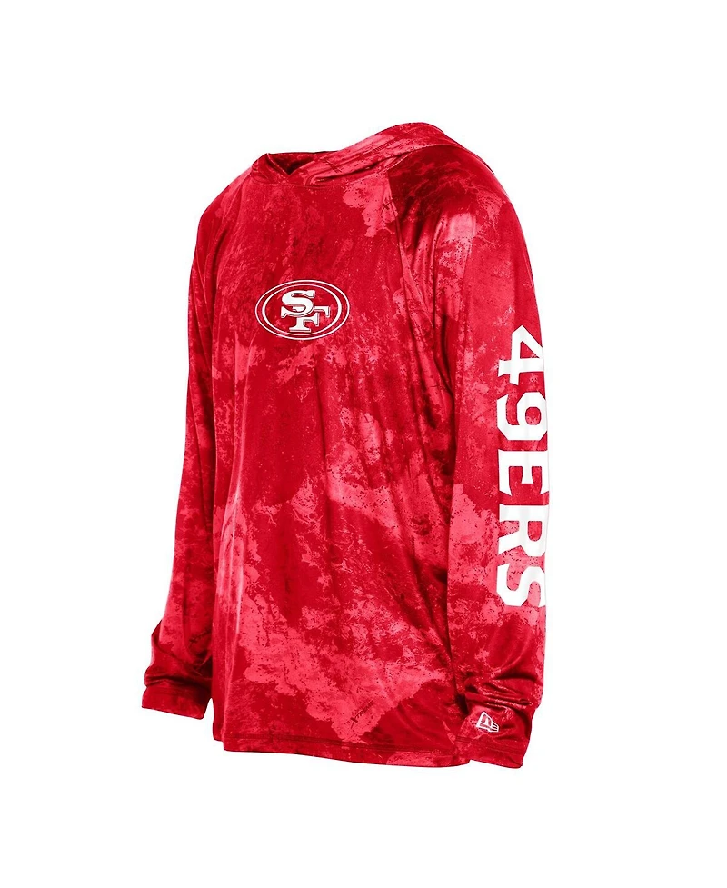 New Era Men's Red San Francisco 49ers Real Tree Xtreme Camo Raglan Long Sleeve Hooded Top