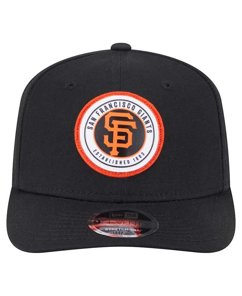 New Era Men's Black San Francisco Giants Circle Patch 9SEVENTY Stretch-Snap Hat