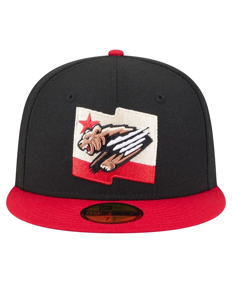 New Era Men's Black/Red Fresno Grizzlies Authentic Collection 59FIFTY Fitted Hat