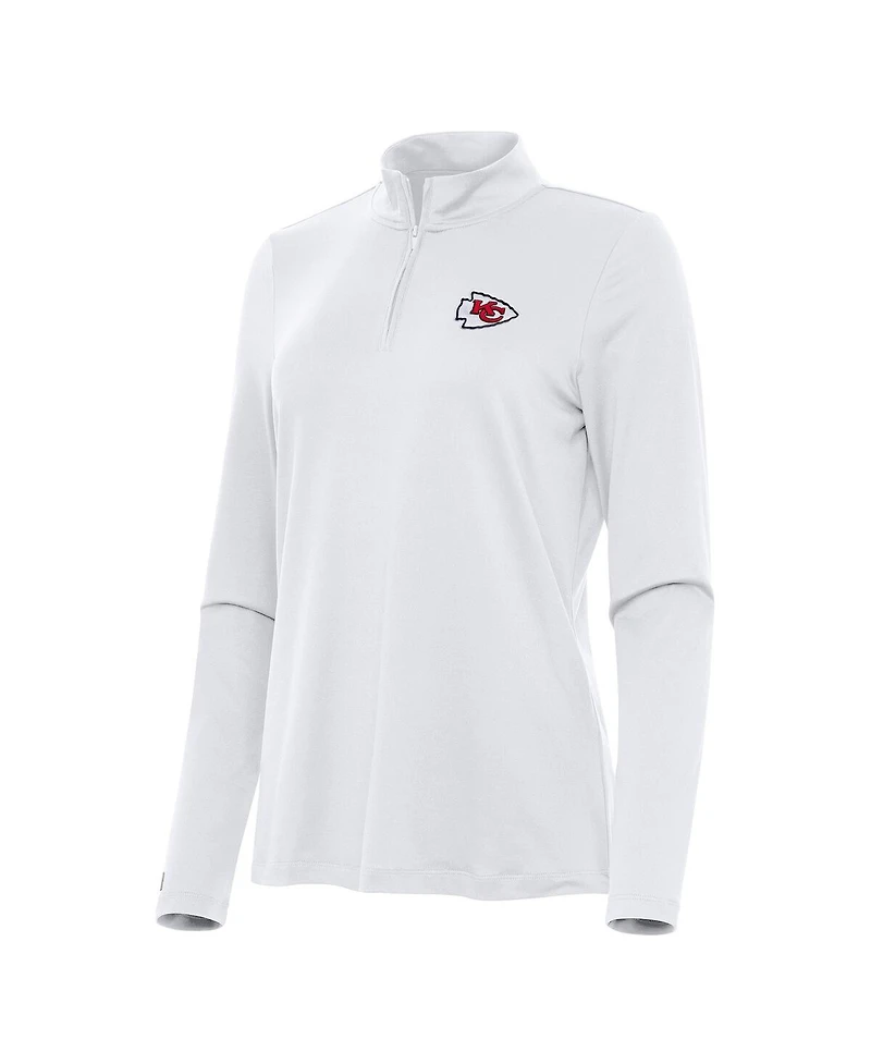Antigua Women's White Kansas City Chiefs Reprocess Quarter-Zip Top