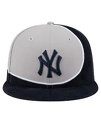 New Era Men's Navy/Gray New York Yankees Retro Split Corduroy Snapback Hat