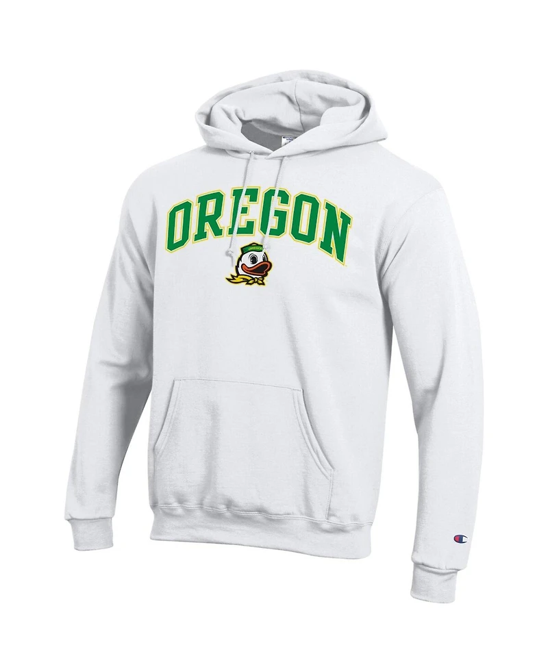 Champion Men's White Oregon Ducks Arch Over Logo Pullover Hoodie