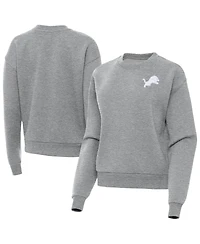 Antigua Women's Heather Gray Detroit Lions Victory Crew Pullover Sweatshirt