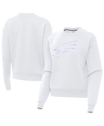 Antigua Women's White Philadelphia Eagles Victory Pullover Sweatshirt