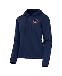 Antigua Women's Navy Columbus Blue Jackets Contemporary Quarter-Zip Hoodie