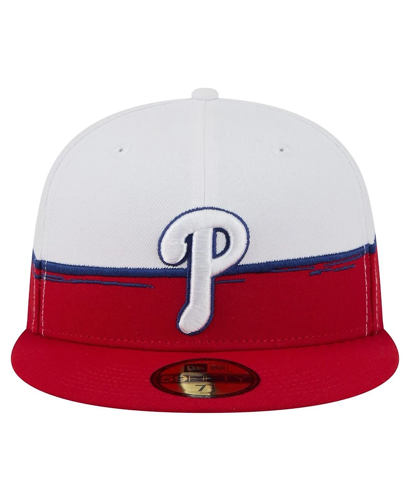 New Era Men's Red/White Philadelphia Phillies Paint Stroke 59FIFTY Fitted Hat