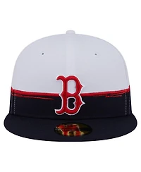New Era Men's Navy/White Boston Red Sox Paint Stroke 59FIFTY Fitted Hat
