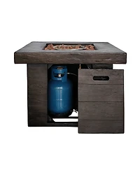 32 in. Outdoor Square Fire Pit -Black