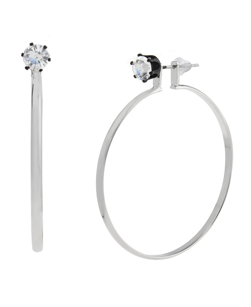 Steve Madden Faux Stone Punk Romance Stud Hoop Earrings