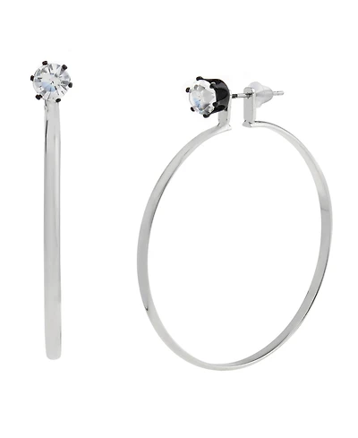 Steve Madden Faux Stone Punk Romance Stud Hoop Earrings