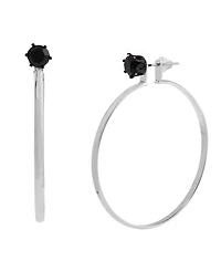 Steve Madden Faux Stone Punk Romance Stud Hoop Earrings