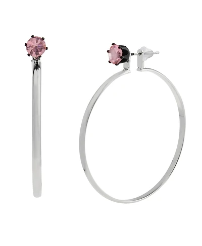 Steve Madden Faux Stone Punk Romance Stone Stud Hoop Earrings