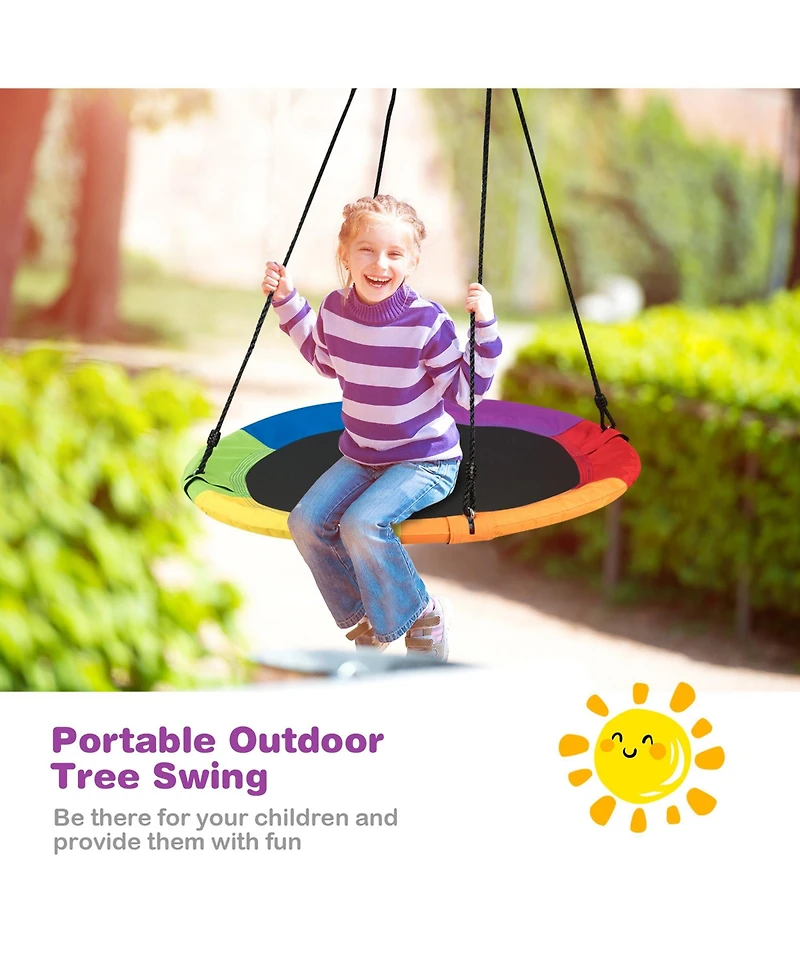 Gymax 40'' 770 lbs Flying Saucer Tree Swing Kids Gift w/ 2 Tree Hanging Straps