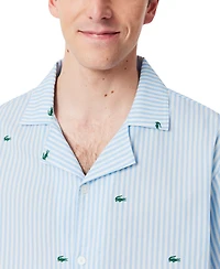 Lacoste Men's Loungewear Short Sleeve Button-Front Pajama Top