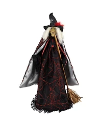 Northlight 18" Victorian Style Witch with Broom Halloween Figure