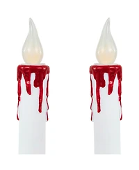 Northlight Led Dripping Blood Halloween Taper Candles with Timer, Set of 2