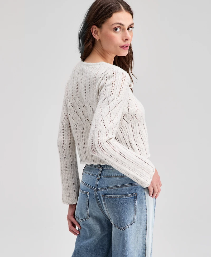 And Now This Women's Pointelle Tie-Front Cardigan, Exclusively at Macy's