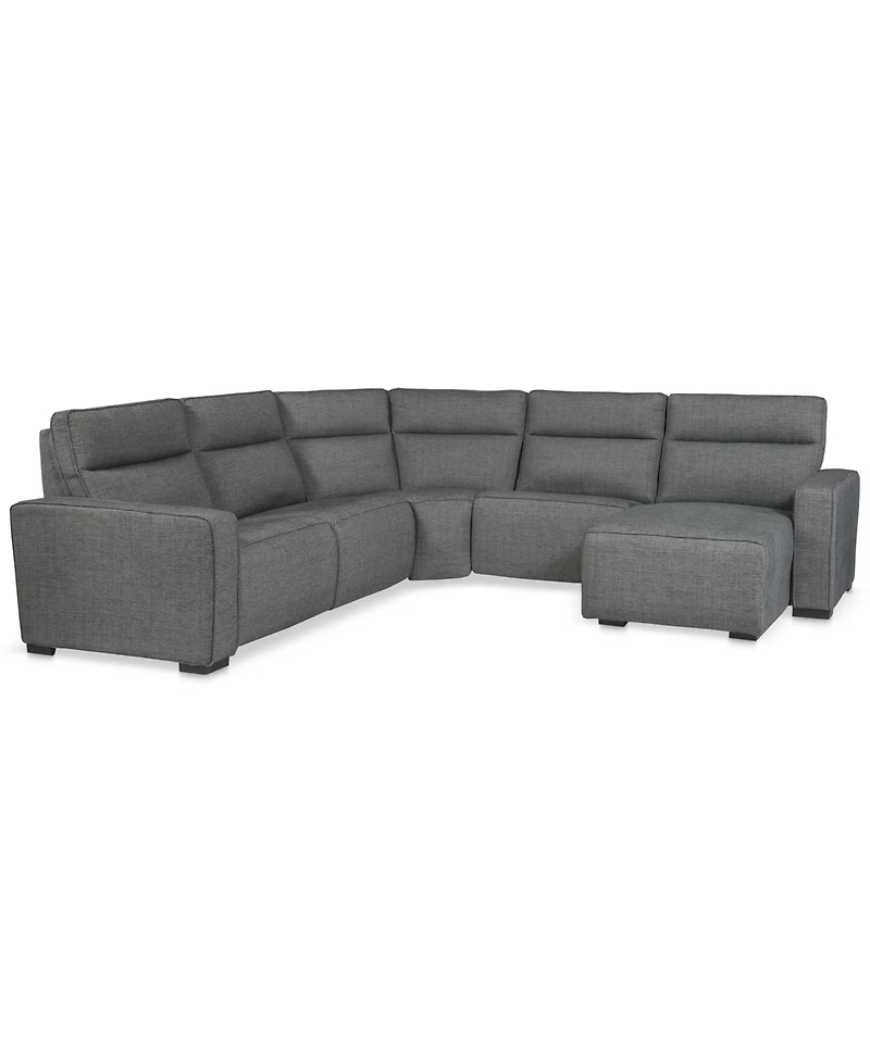 Miren -Pc. Fabric Chaise Sectional with 2 Power Headrest Recliners