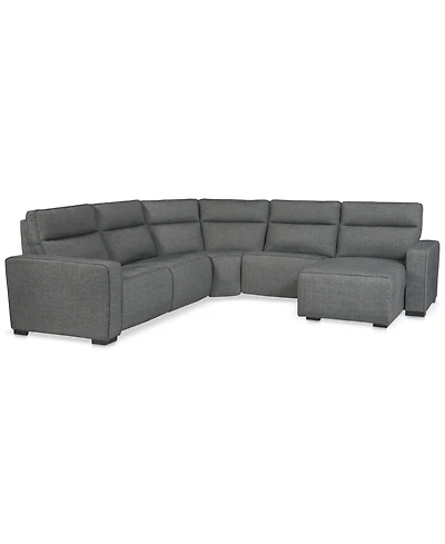Miren -Pc. Fabric Chaise Sectional with 2 Power Headrest Recliners